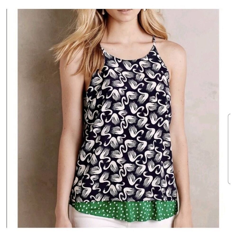 AnthropologieโPorridge Layeredโ Swan Swing Top Size Small NWT